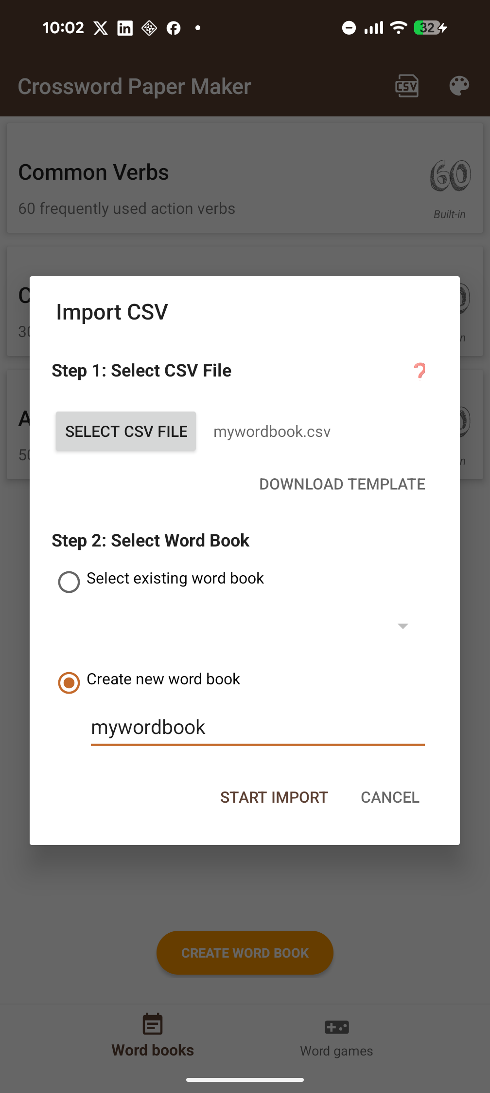 Import to workbook