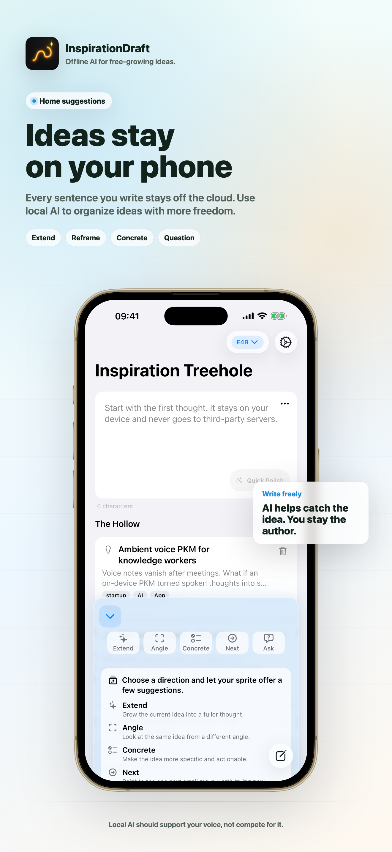 InspirationDraft thinking actions screenshot