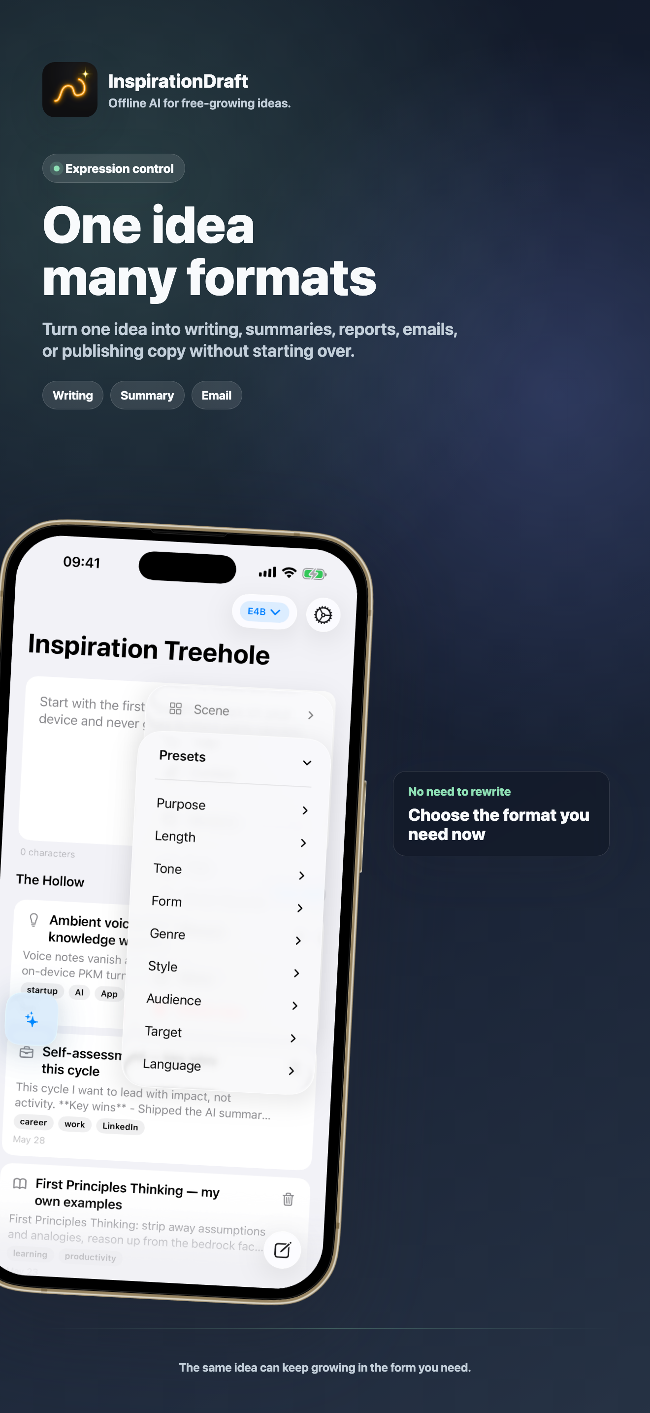 InspirationDraft version timeline screenshot