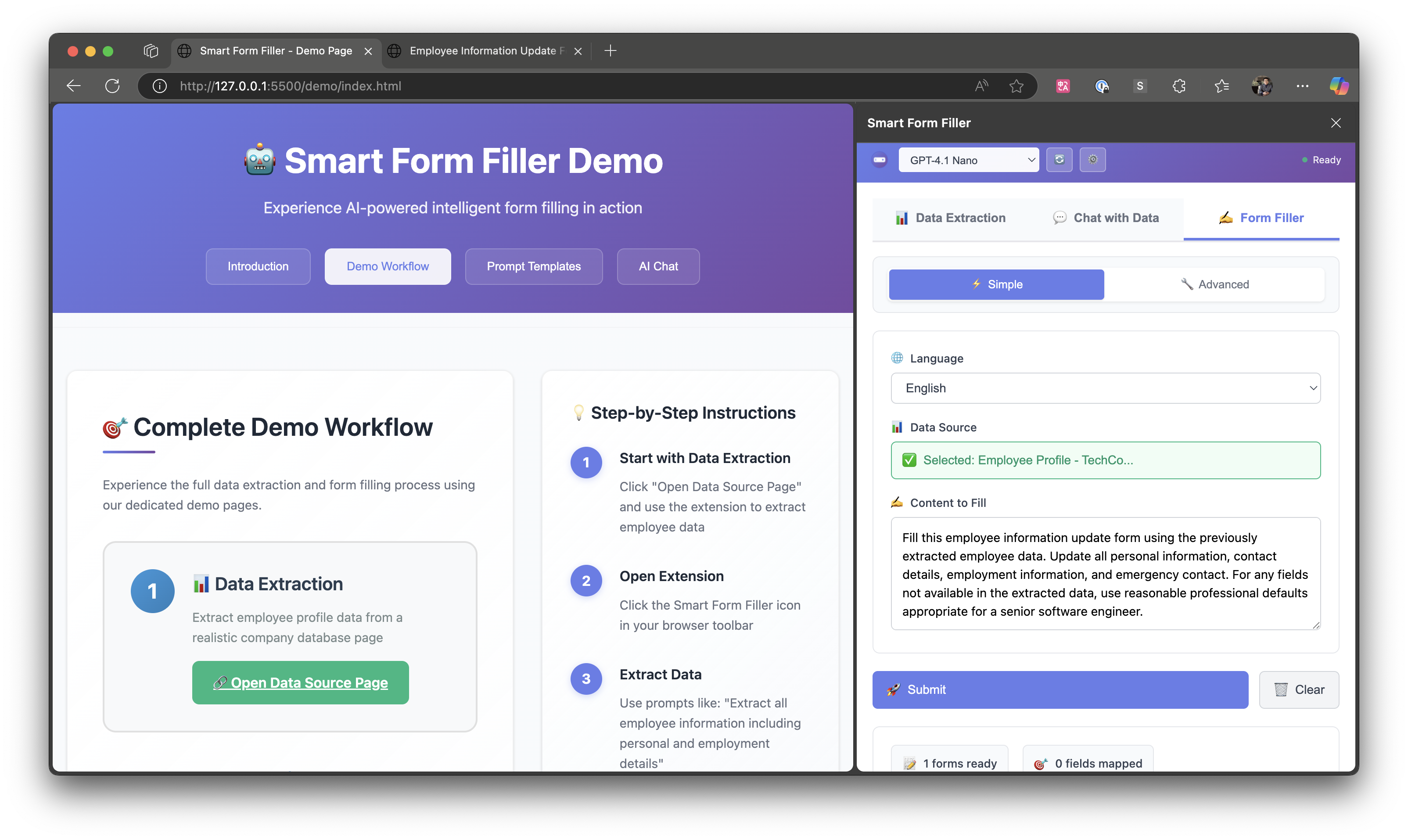 Smart Form Filler Interface